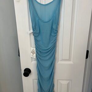 Light Blue Sleeveless Dress sheer mesh size small